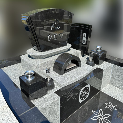 青森県青森市のデザイン墓施工例（インド産新MU、アーバングレー）