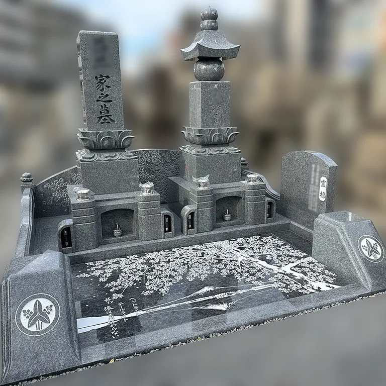 大阪 四天王寺墓地の和墓施工例（庵治石細目極上）